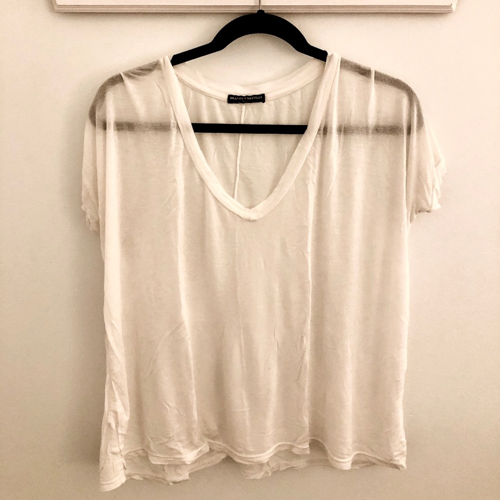 Brandy Melville Sheer White Flowy TShirt